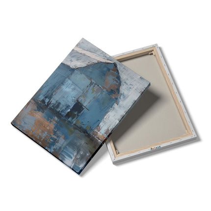 Canvas Schilderij Details Kunstwerk van een Blauwe Schuur