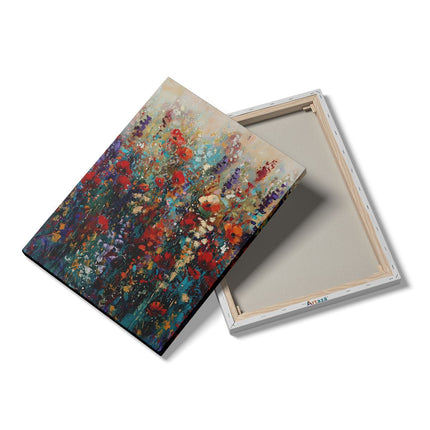 Canvas Schilderij Details Kunstwerk van Bloemen in een Veld