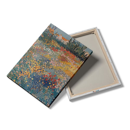 Canvas Schilderij Details Kunstwerk van een Veld met Bloemen