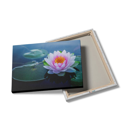 Canvas Schilderij Details Roze Lotusbloem Met Waterlelies 