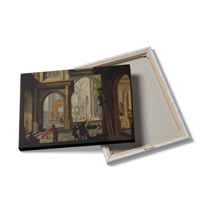 Canvas Schilderij Details Beeldenstorm in een Kerk - Dirck van Delen