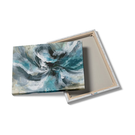 Canvas Schilderij Details Abstract Kunstwerk van een Blauwe en Witte Werveling