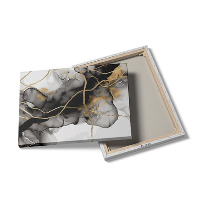 Canvas Schilderij Details Zwart en Goud Abstract Kunstwerk