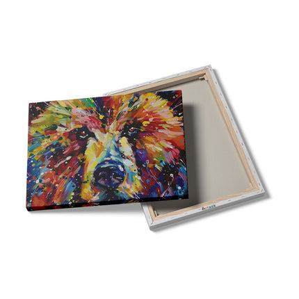 Canvas Schilderij Details Kleurrijk Kunstwerk van een Beer
