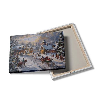 Canvas Schilderij Details Kunstwerk van een Kerstdorp