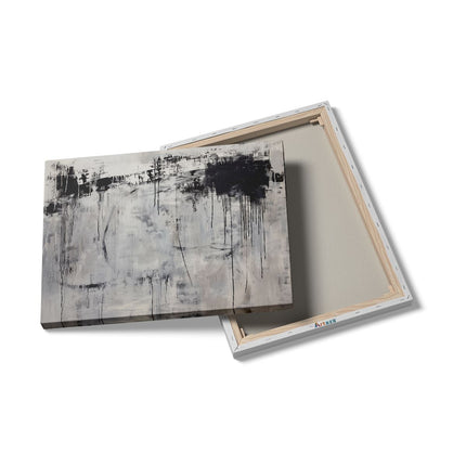 Canvas Schilderij Details Abstract Kunstwerk met Zwart Witte Splatters