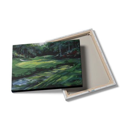 Canvas Schilderij Details Kunstwerk van een Golfbaan in het Bos