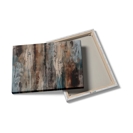 Canvas Schilderij Details Abstract Kunstwerk met Blauwe, Bruine en Bruine Kleuren