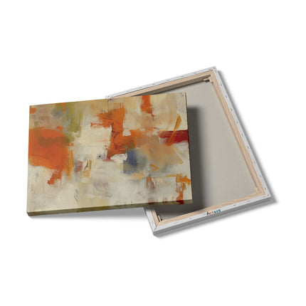 Canvas Schilderij Details Abstract Kunstwerk met Oranje en Beige Kleuren