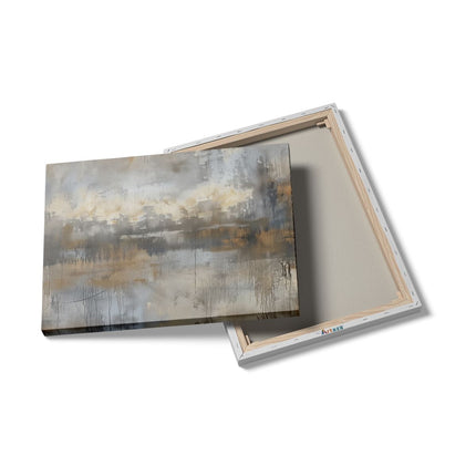 Canvas Schilderij Details Abstract Kunstwerk in Beige en Grijs