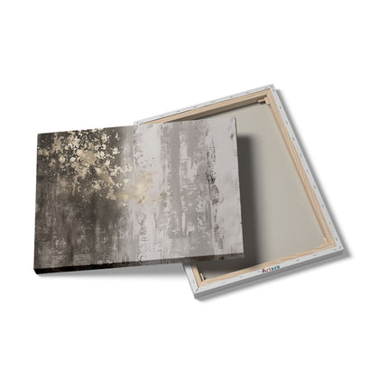 Canvas Schilderij Details Abstract Kunstwerk met Gouden en Zilveren Spetters