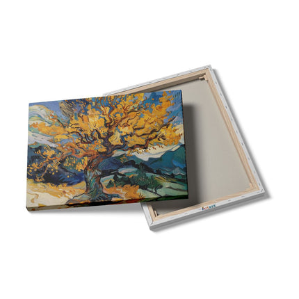Canvas Schilderij Details Kunstwerk van een Boom met Gele Bladeren