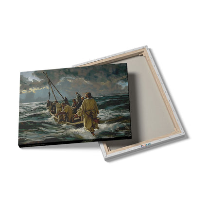 Canvas Schilderij Details Kunstwerk van Jezus en zijn Volgelingen in een Boot