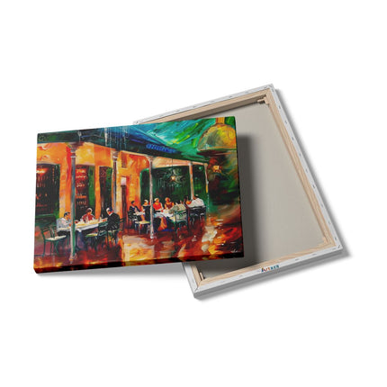 Canvas Schilderij Details Kunstwerk van Mensen in een Restaurant in New Orleans