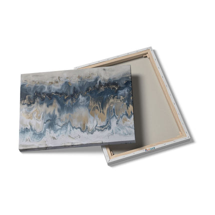 Canvas Schilderij Details Abstract Kunstwerk van Blauw en Goud