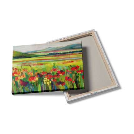 Canvas Schilderij Details Kunstwerk van Bloemen in een Veld