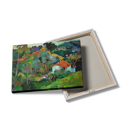 Canvas Schilderij Details Kunstwerk van een Huis op een Heuvel