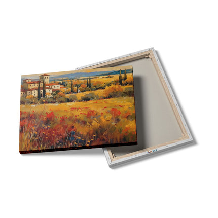 Canvas Schilderij Details Kunstwerk van een Veld in Toscane