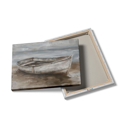 Canvas Schilderij Details Kunstwerk van een Boot op het Strand
