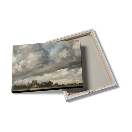 Canvas Schilderij Details Kunstwerk van Wolken boven een Veld