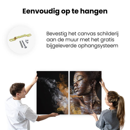 Canvas schilderij tweeluik ophangen Afrikaanse Vrouw Met Zilver En Goud