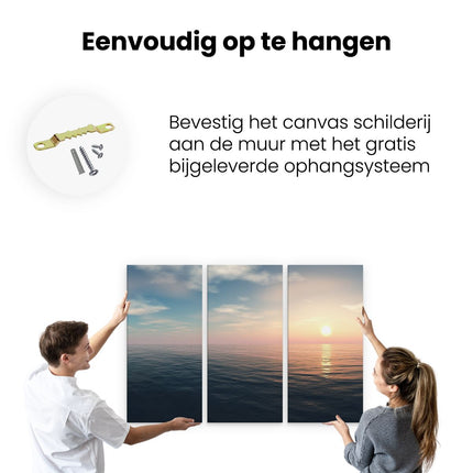 Drieluik schilderij ophangen Zee Water Tijdens Zonsondergang