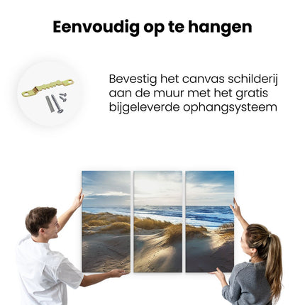 Drieluik schilderij ophangen Duinen En Zee 