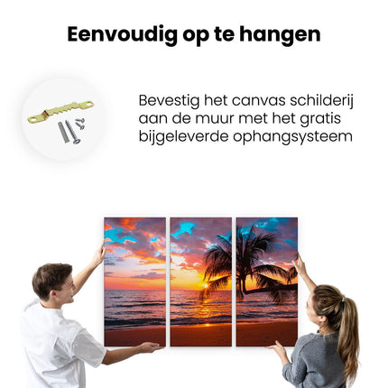 Drieluik schilderij ophangen Tropisch Strand Tijdens Zonsondergang