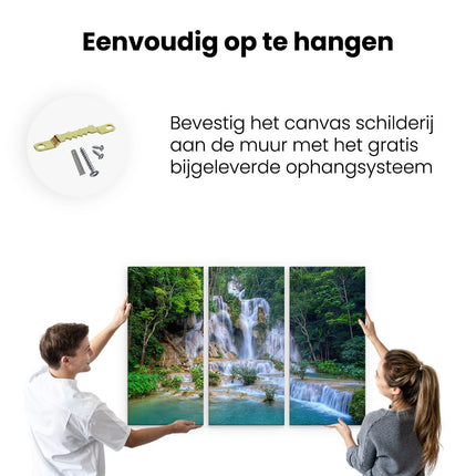 Drieluik schilderij ophangen Waterval In Het Tropische Natuur