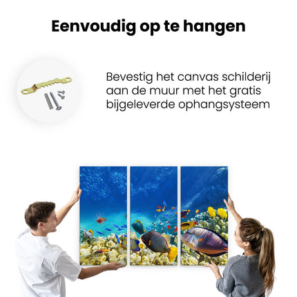 Drieluik schilderij ophangen Vissen in de Oceaan met Koralen