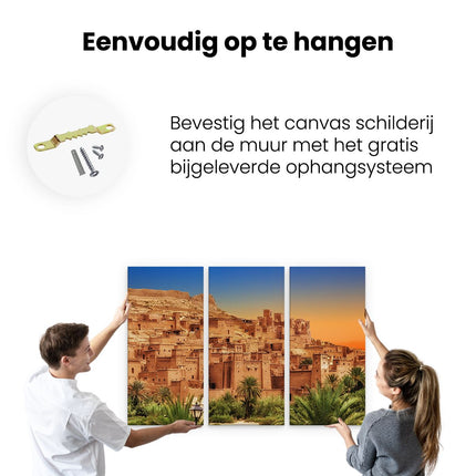 Drieluik schilderij ophangen Kasbah Ait Ben Haddou Stad in Marokko