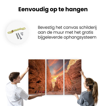 Drieluik schilderij ophangen Todghakloof Rivier in Atlas, Marokko