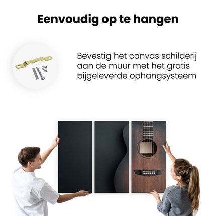 Drieluik schilderij ophangen Gitaar