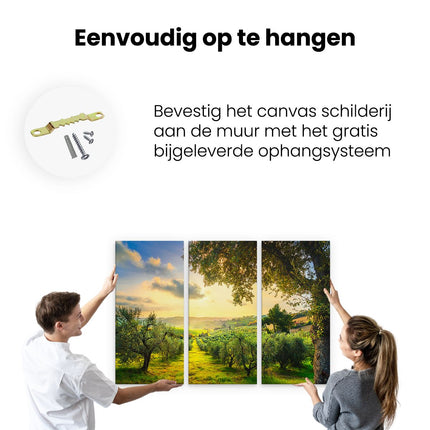 Drieluik schilderij ophangen Olijvenbomen - Olijvengaard