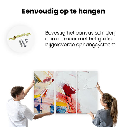 Drieluik schilderij ophangen Abstracte Kunst van Verf Kleuren