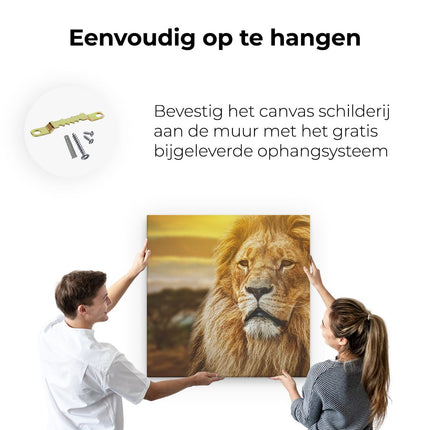 Canvas schilderij ophangen Leeuw - Leeuwenkop