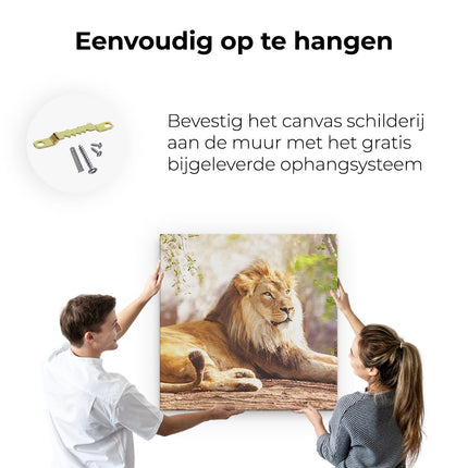 Canvas schilderij ophangen Leeuw