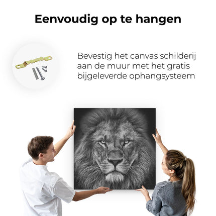 Canvas schilderij ophangen Leeuw - Leeuwenkop