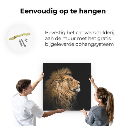 Canvas schilderij ophangen Leeuw - Leeuwenkop