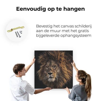 Canvas schilderij ophangen Leeuw - Leeuwenkop