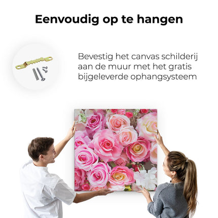 Canvas schilderij ophangen Roze Rozen Achtergrond - Bloemen