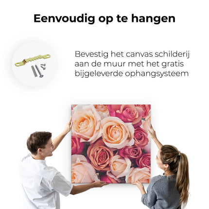 Canvas schilderij ophangen Roze Rozen Achtergrond - Bloemen