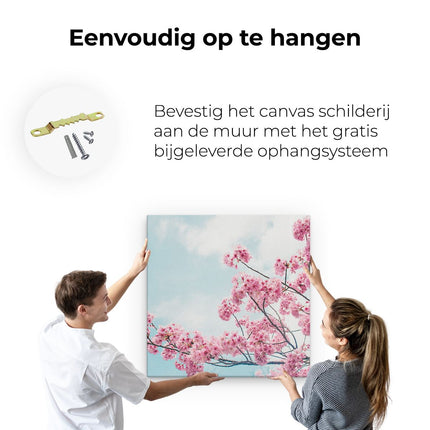 Canvas schilderij ophangen Roze Bloesemboom - Bloemen