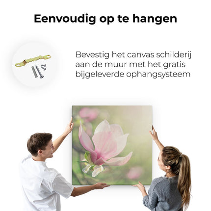 Canvas schilderij ophangen Roze Magnolia Bloem 