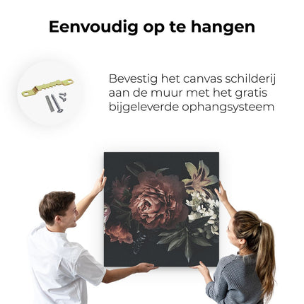 Canvas schilderij ophangen Bloemen Op Een Zwart Achtergrond