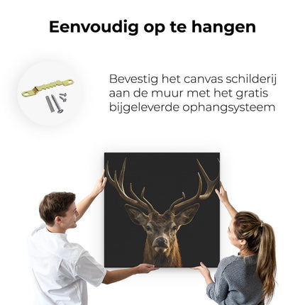 Canvas schilderij ophangen Hertenkop - Hert