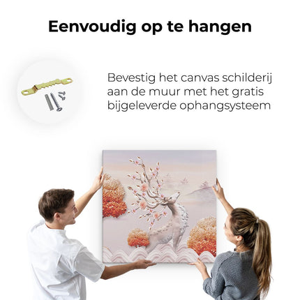 Canvas schilderij ophangen 3D Illustratie Hert - Abstract