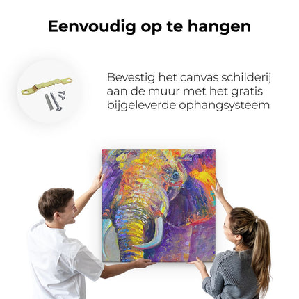 Canvas schilderij ophangen Olifant Van Olieverf - Kleur - Abstract