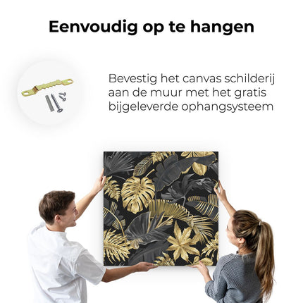 Canvas schilderij ophangen Gouden Tropische Bladeren