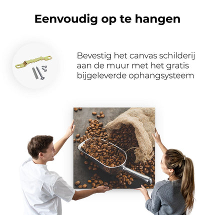 Canvas schilderij ophangen Zak Koffiebonen